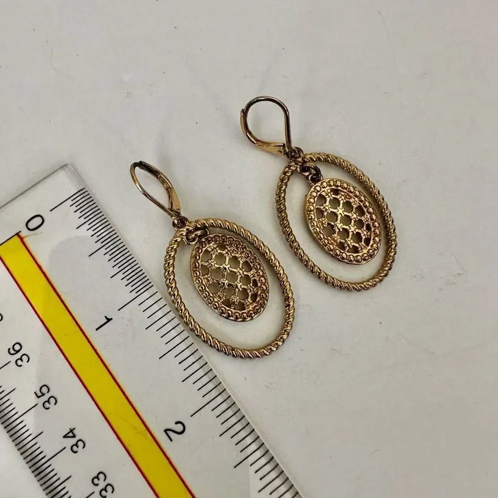 Gold tone oval earrings